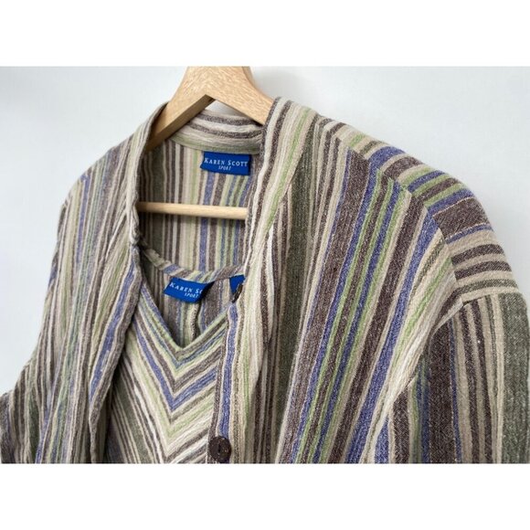 Karen Scott Vintage Womens Sleeveless Linen Blend V-Neck Midi Dress Size Large - Picture 3 of 15